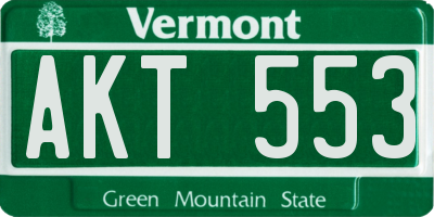 VT license plate AKT553