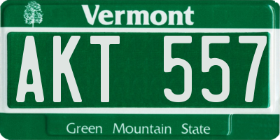 VT license plate AKT557