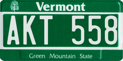 VT license plate AKT558