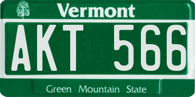 VT license plate AKT566