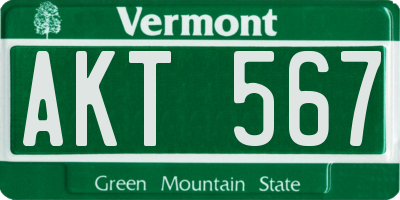 VT license plate AKT567