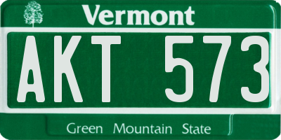 VT license plate AKT573