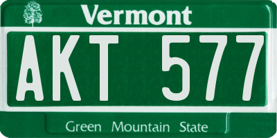 VT license plate AKT577
