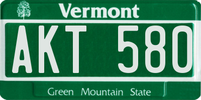 VT license plate AKT580
