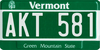 VT license plate AKT581