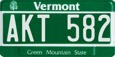 VT license plate AKT582