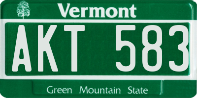 VT license plate AKT583