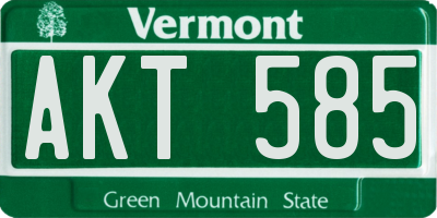 VT license plate AKT585