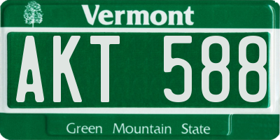 VT license plate AKT588