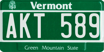 VT license plate AKT589