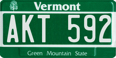VT license plate AKT592