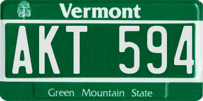 VT license plate AKT594