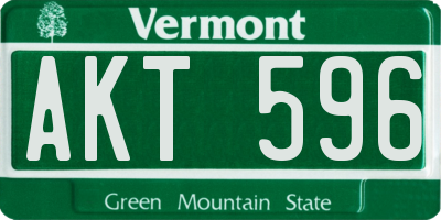 VT license plate AKT596
