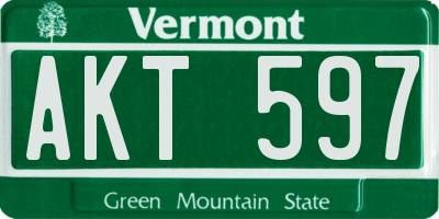 VT license plate AKT597