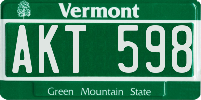 VT license plate AKT598