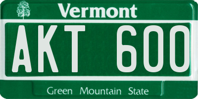 VT license plate AKT600