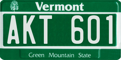 VT license plate AKT601
