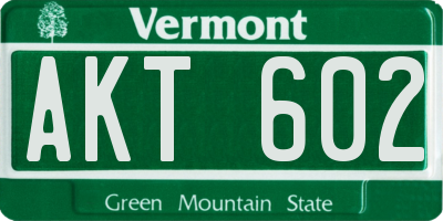 VT license plate AKT602