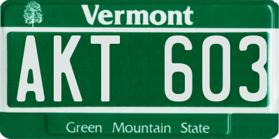 VT license plate AKT603