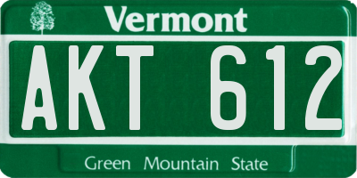 VT license plate AKT612