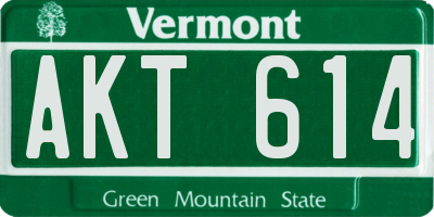 VT license plate AKT614