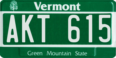 VT license plate AKT615