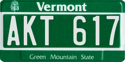 VT license plate AKT617