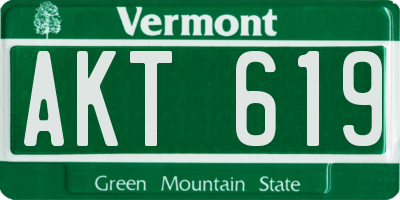 VT license plate AKT619