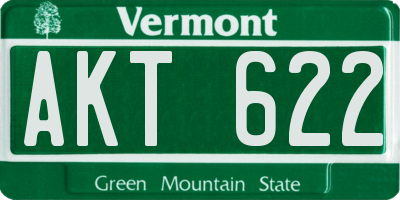 VT license plate AKT622