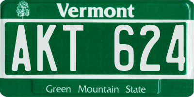 VT license plate AKT624