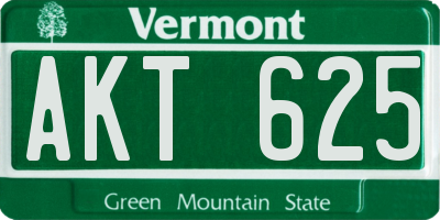 VT license plate AKT625