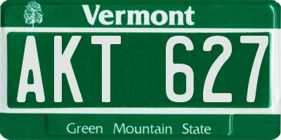 VT license plate AKT627