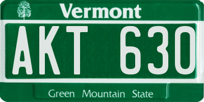 VT license plate AKT630