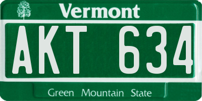 VT license plate AKT634
