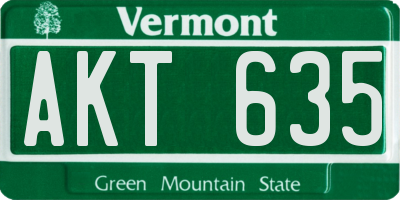 VT license plate AKT635