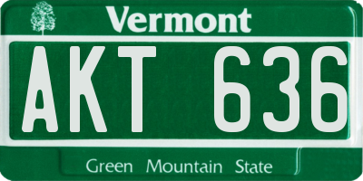 VT license plate AKT636