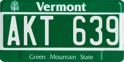 VT license plate AKT639