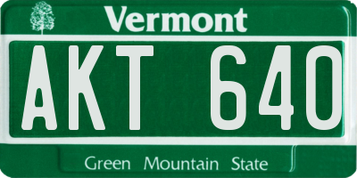 VT license plate AKT640