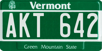 VT license plate AKT642