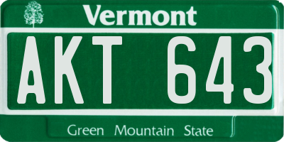 VT license plate AKT643