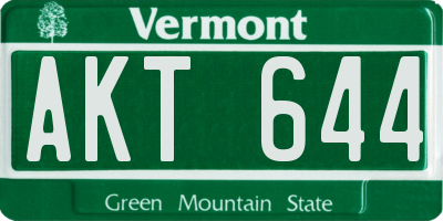 VT license plate AKT644