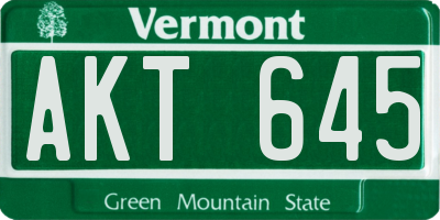 VT license plate AKT645