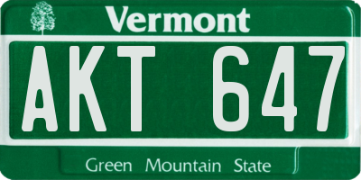 VT license plate AKT647