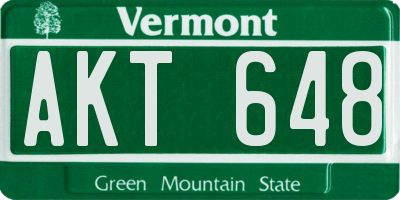 VT license plate AKT648