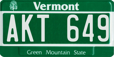 VT license plate AKT649