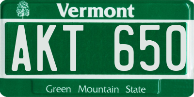 VT license plate AKT650