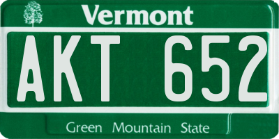 VT license plate AKT652