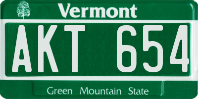 VT license plate AKT654