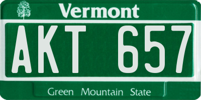 VT license plate AKT657