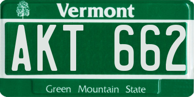 VT license plate AKT662